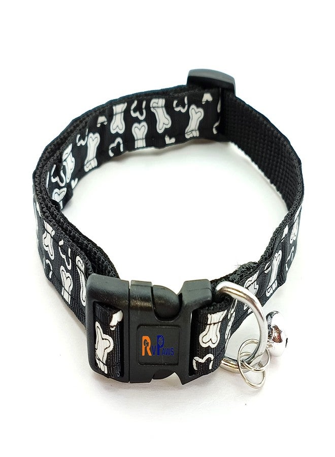 Pups&Pets Printed Nylon Collar Leash Set Adjustable 15 MM, Ideal for All Breed Small Dog & Puppies - (Black, Pattern 01) - Image 3